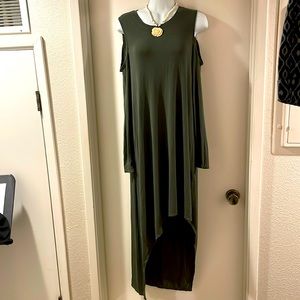 BCBG hi low dress with cold shoulder
